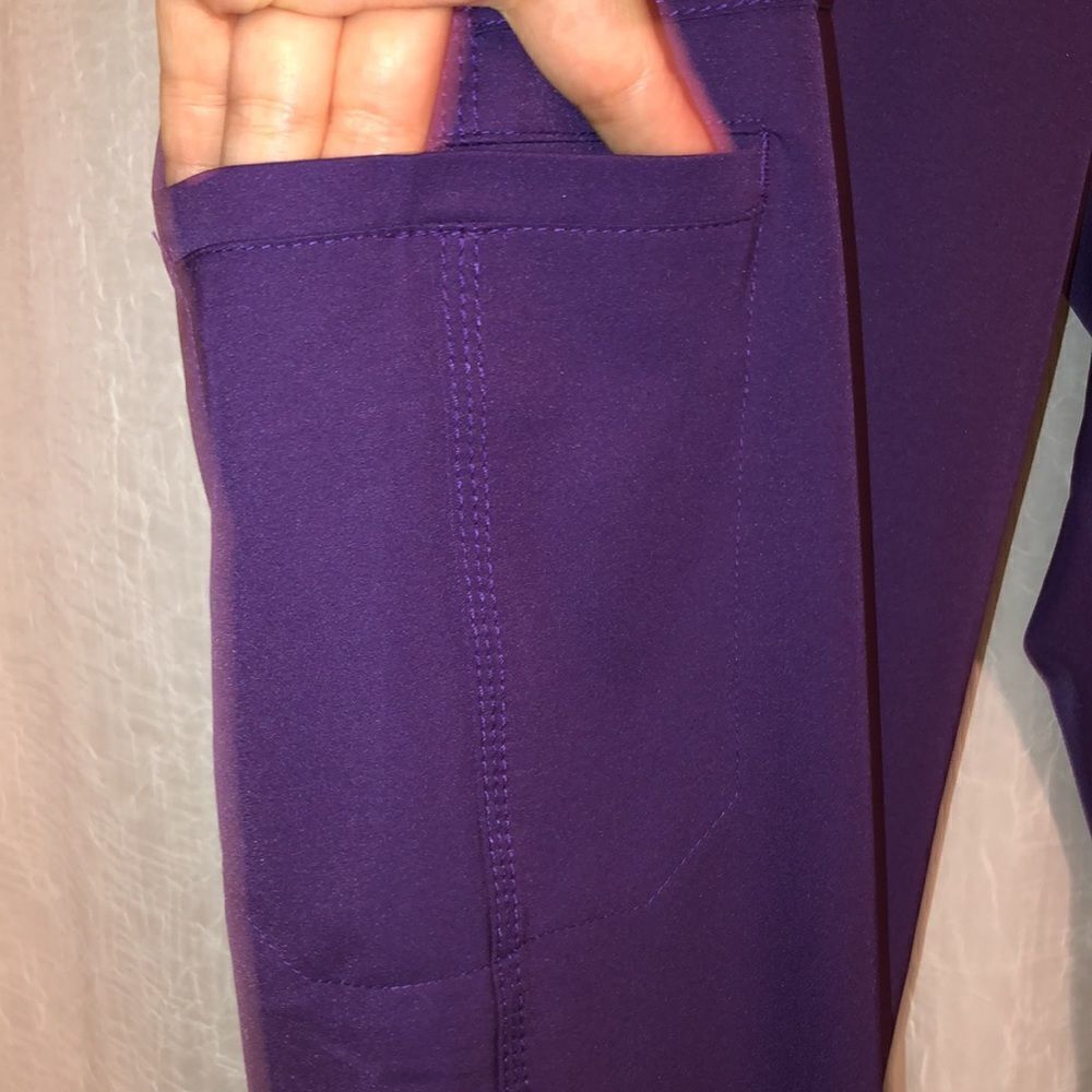 carhartt SP Force Purple Scrub Pants with Six Pockets Gold Drawstrings - Picture 7 of 14
